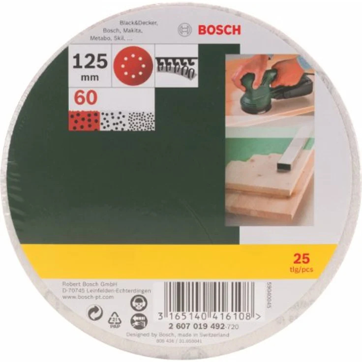 Bosch DIY Schleifblatt verschiedene Materialien für Exzenterschleifer (25 Stück, Ø 125 mm, Körnung 60) - Preisvergleich – Bild 2