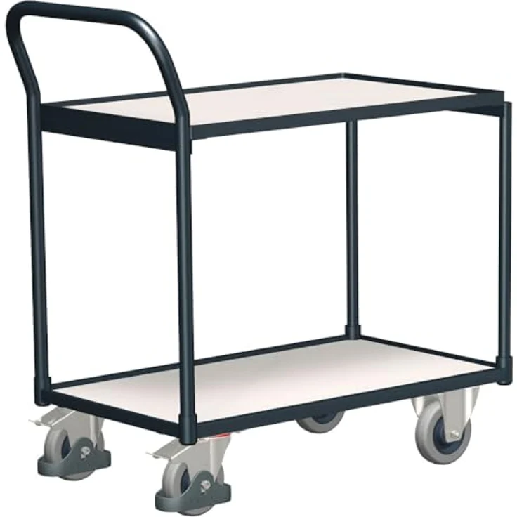 VARIOfit ESD Tischwagen mit 2 Ladeflächen, graphitgrau, tragbar bis 80 kg pro Etagenboden, elektrisch leitfähige Oberfläche – Bild 1