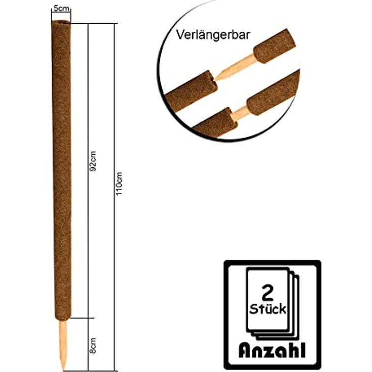 2x Kokos Pflanzstab 110 cm Rankstab Rankhilfe – Bild 7