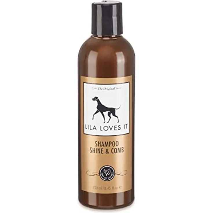 Shampoo für Hunde - natürliche Fellpflege, mit Argan- und Lavendelöl, vegan, ohne Parabene, ohne Parfum & ohne Silikon, SHAMPOO SHINE & COMB von LILA LOVES IT, 250 ml