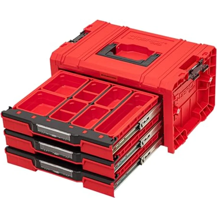 Tool Brothers Qbrick System PRO Drawer 3 Toolbox 2.0 Expert RED ULTRA HD, modularer Werkzeugkoffer mit 3 Schubladen und 21 Fächern, 450 x 310 x 244 mm – Bild 9