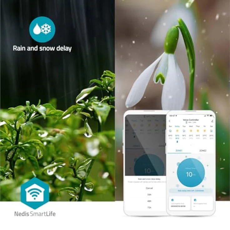 Nedis Bewässerungscomputer NEDIS Wassersteuerung SmartLife, App-gesteuert, IP54, grau – Bild 9