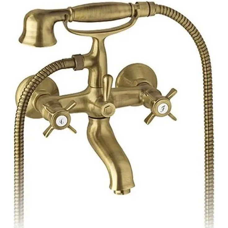TRIZERATOP Wannenarmatur mit Brause, Antik-Bronze Retro, 1-Funktions-Handbrause, keramische Kartuschen