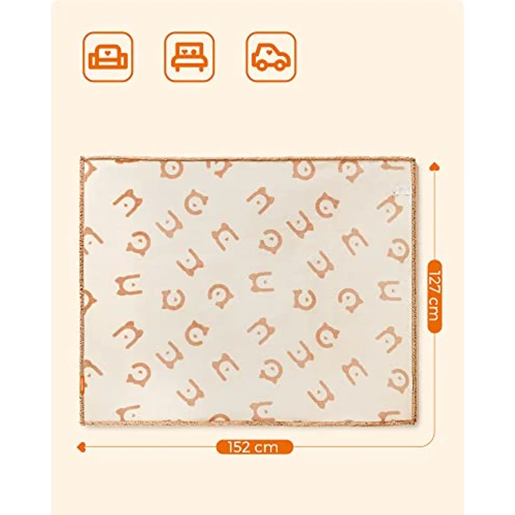 Feandrea wasserdichte Hundedecke, Sherpa Fleece Haustier Decke für mittelgroße und große Hunde, Katzen, 152 x 127 cm, XL, maschinenwaschbar, beidseitiger Sofabezug-Schutz, beige – Bild 5
