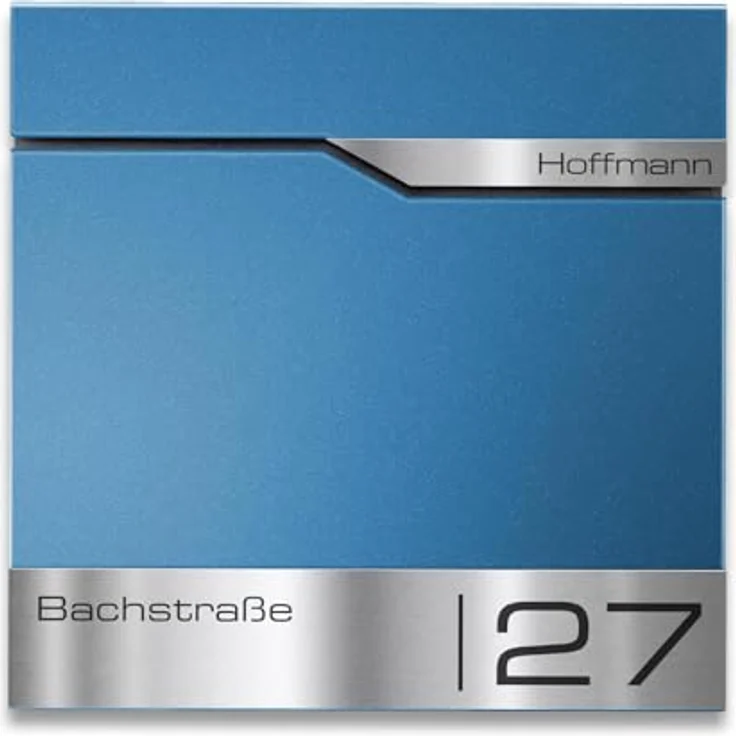 Metzler® Briefkasten in Grau mit Wunsch-RAL-Farbe, integriertes Zeitungsfach, personalisierte Lasergravur und Edelstahl-Namensschild, rostfreier Wandbriefkasten mit 10 Jahren Ersatzteilen – Bild 3