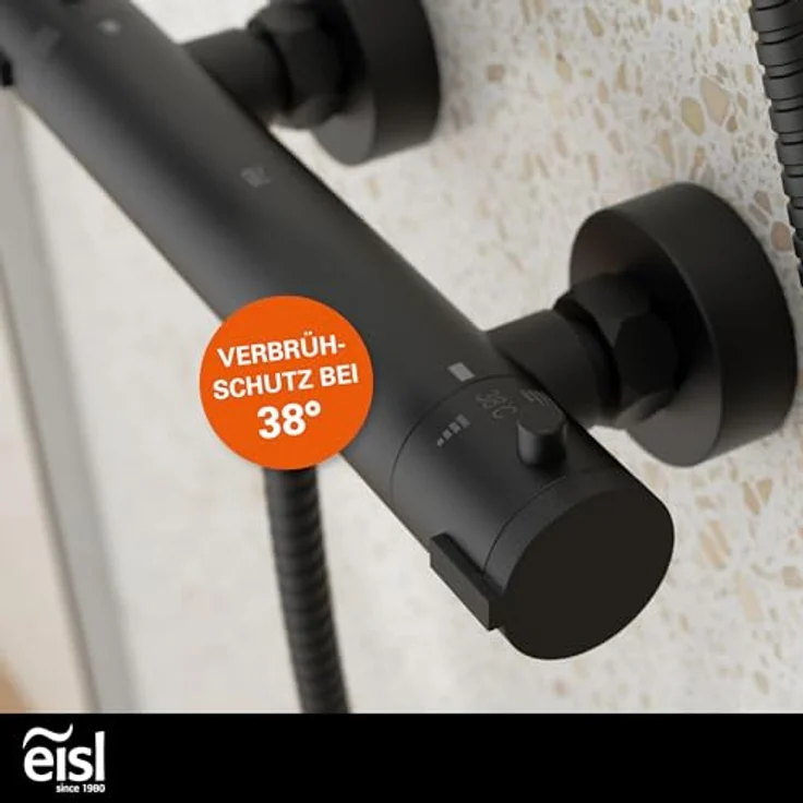 Eisl Duscharmatur CLAUDIO, Thermostat Mischbatterie mit Eco-Stopp-Funktion und Temperatursperre, verchromt – Bild 3