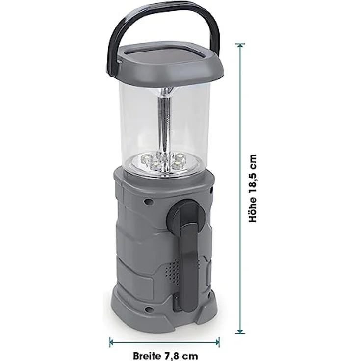 EASYmaxx Taschenlampe Akku-Lampe mit Radio - Solar, Kurbel, USB, 110 Lumen, Outdoor, ohne Batterien – Bild 5