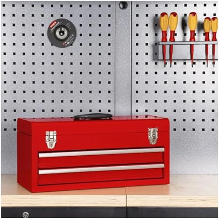 Stier Werkzeugkoffer, Werkzeugbox leer, 2 Schubläden, LxBxH 520x218x243 mm, aus stabilem Stahlblech – Bild 7