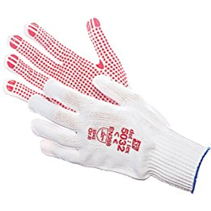 Jah 5032 Baumwolle/Nylon Strickhandschuh 12 Paar Noppen mittelschwer weiß Gr. 8