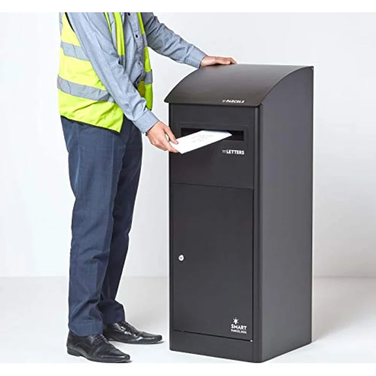 Smart Parcel Box XXL schwarz mit Schrägdach 43x41x110 cm, Paketbriefkasten zur Wand- oder Bodenmontage, Paketbox für Zuhause & Unternehmen, Briefkasten für Pakete & Briefe – Bild 2
