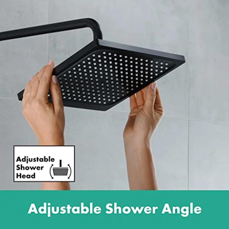hansgrohe HG Showerpipe Vernis Shape 240 Duschsystem mit 1 jet, Wannenthermostat, mattschwarz, abnehmbarer Kopfbrause, Regenstrahl und Sicherheitsverriegelung bei 40 °C – Bild 5