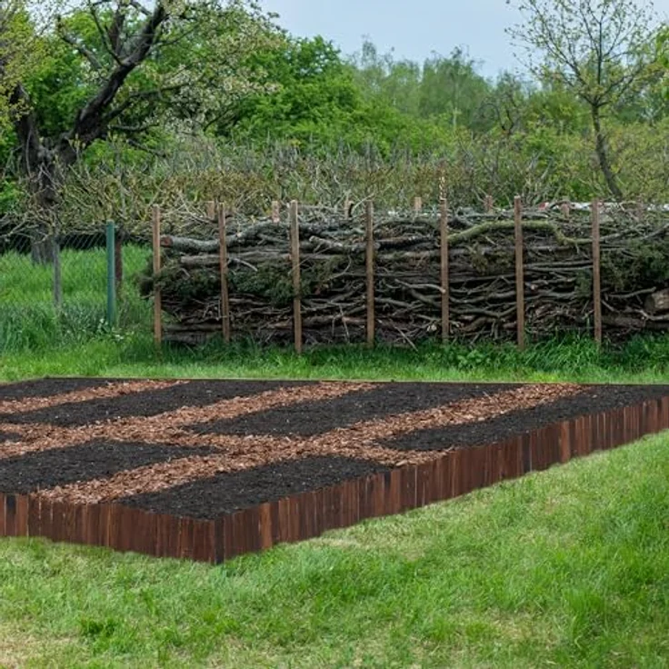 relaxdays Beetbegrenzung Beeteinfassung Holz flexibel, L – Bild 2