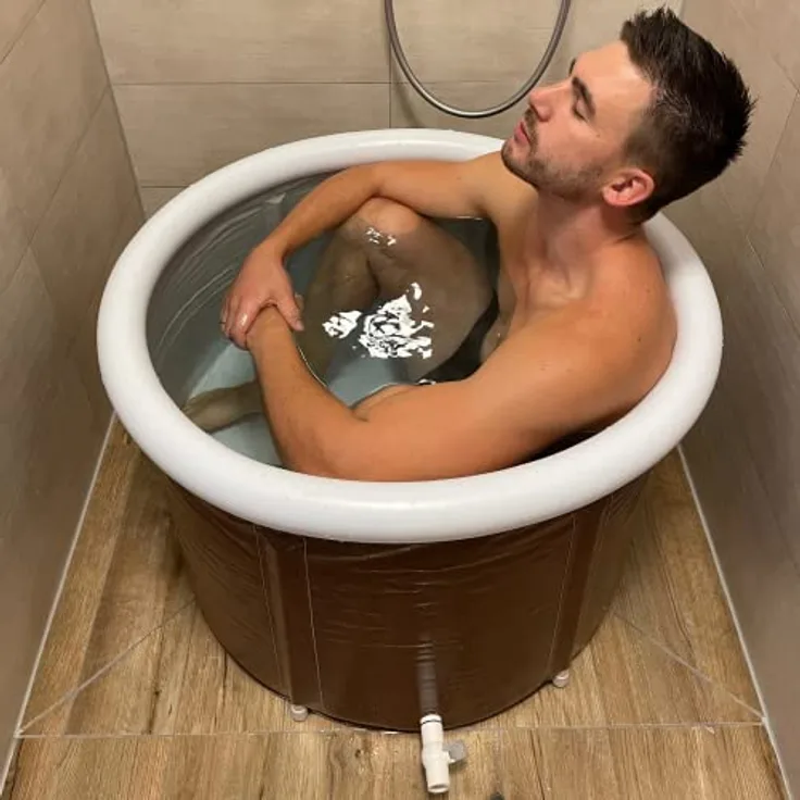 CRS Eisbaden Tonne Outdoor | faltbare Eistonne | Eisbadewanne für Erwachsene | Eisfass/Ice Bath Tub für innen & außen | Eiswanne für zuhause | Für Wim-Hof Methode ideal | Tauchbecken (Braun 75cmØ) - Preisvergleich