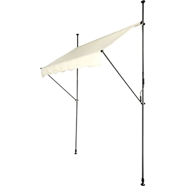 SVITA Klemmmarkise Balkonmarkise Sonnenschutz Markise Handkurbel ohne Bohren 300x120 cm (BxT) Beige, Wetter- und UV-beständig, höhenverstellbare Teleskop-Stangen – Bild 3