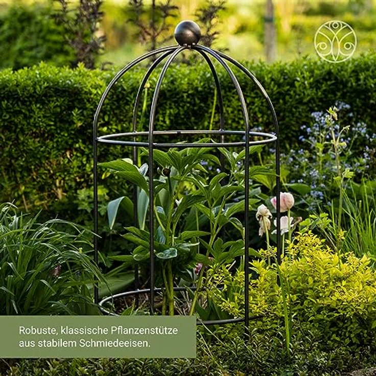 ELEO Pflanzenstütze Arezzo anthrazit schwarz - 85x50 cm Rankobelisk klein aus Metall für draußen wetterfest pulverbeschichtet - massiv stabil für den Garten – Bild 2