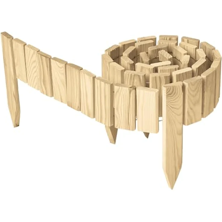 Garronda Rasenkante Beetumrandung Holz flexibel, 200cm, 20cm Höhe, natur – Bild 1