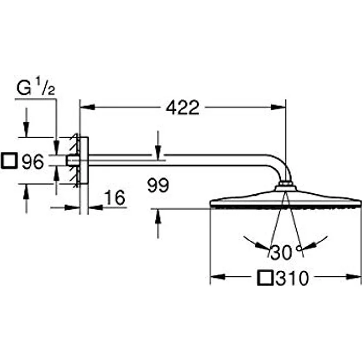 GROHE Rainshower 310 - Kopfbrauseset (wassersparend, 422mm Kopfbrause, Antikalk- System) , eckig, chrom, ‎26564000 – Bild 3