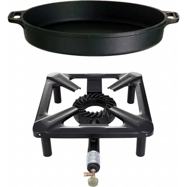 Paella World International Gasgrill Hockerkocher (groß) ohne Zündsicherung, im Set mit wählbaren Zubehör