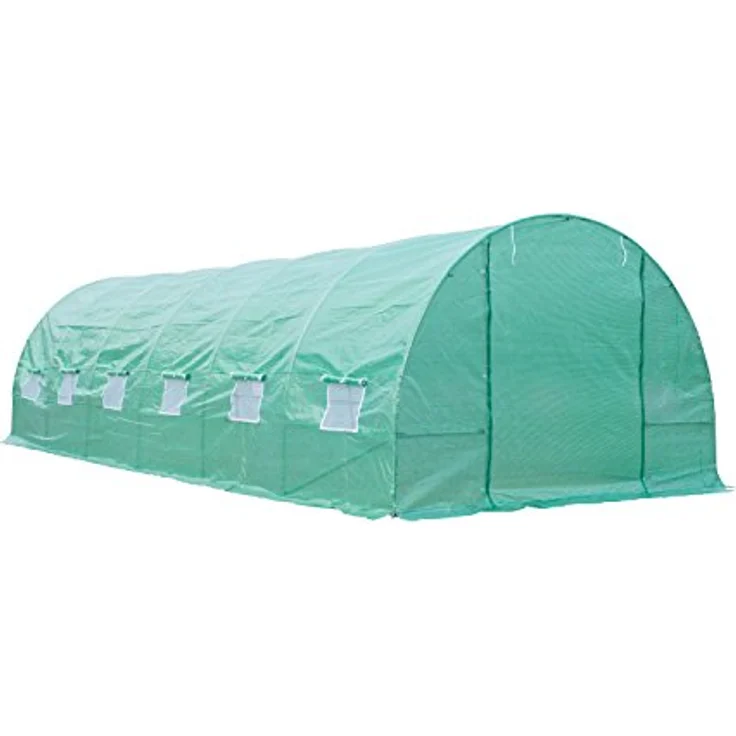 Outsunny Foliengewächshaus Tomatengewächshaus Treibhaus Folientunnel Frühbeet mit Fenster Grün 800 x 300 x 200 cm – Bild 5