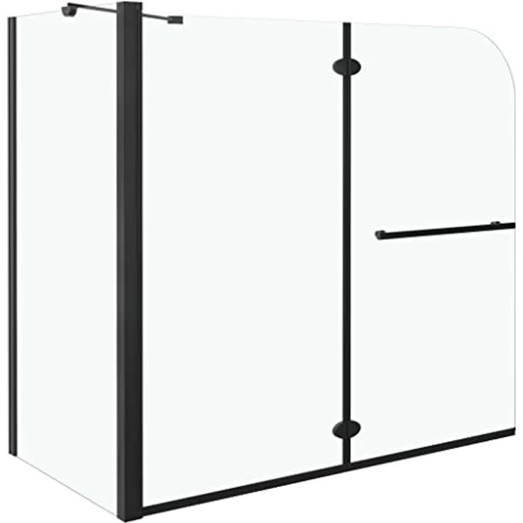 vidaXL Doppelte Faltbare Duschkabine ESG 120x68x130 cm Schwarz – Bild 2