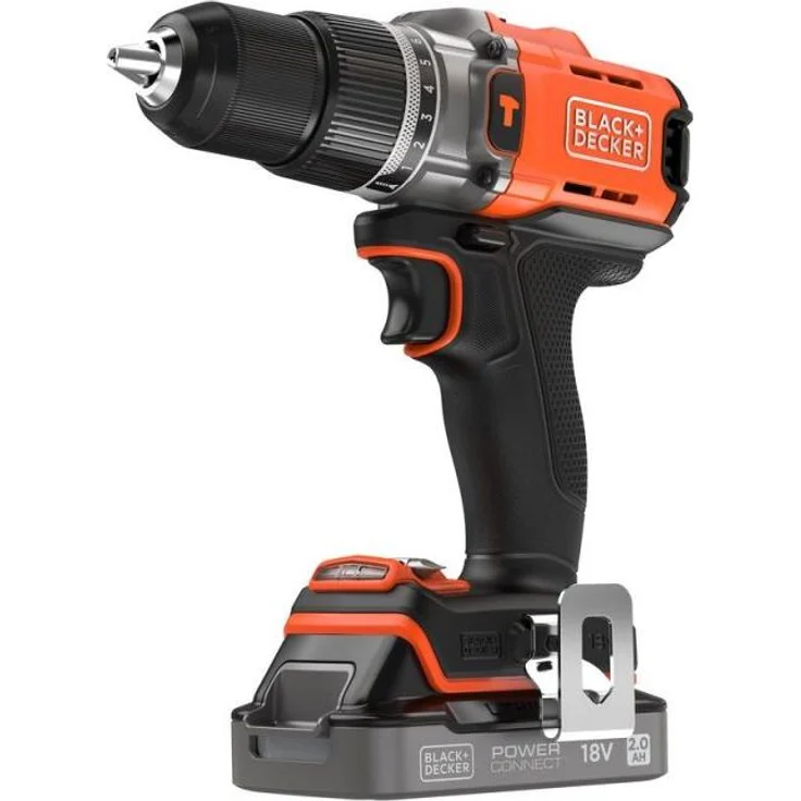 Black & Decker BCD383D1XK-QW, Akkuschrauber mit 18 V Akku, 2 Gängen und maximalem Bohrdurchmesser von 1,3 cm in Stahl, orange