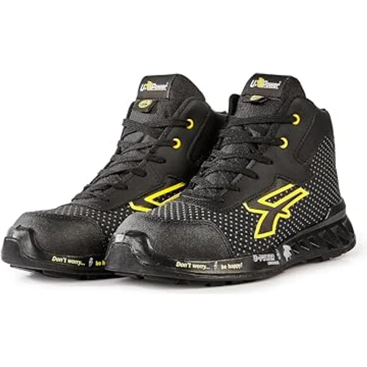 Upower Joe Sicherheitsschuhe, hohe Schuhe in Schwarz/Gelb, S3 SRC CI ESD, ultra-leicht, atmungsaktiv mit Aluminiumkappe, Größe 42 – Bild 4