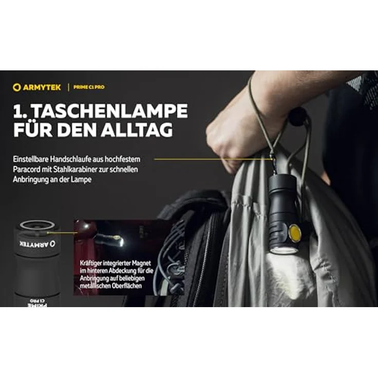 Armytek Prime C1 Pro Warmweiss LED-Lampe Magnet USB 930 lm – Bild 4