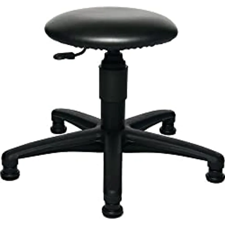 TOPSTAR Drehhocker mit Bodengleitern, Kunstlederpolster schwarz, Sitzhöhe 390-520 mm, kippsicheres Fußkreuz