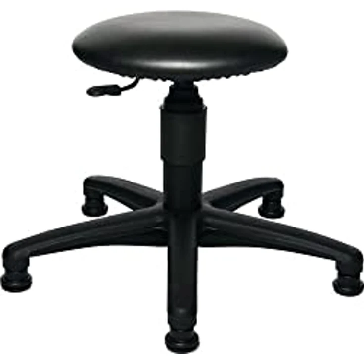 TOPSTAR Drehhocker mit Bodengleitern, Kunstlederpolster schwarz, Sitzhöhe 390-520 mm, kippsicheres Fußkreuz – Bild 1