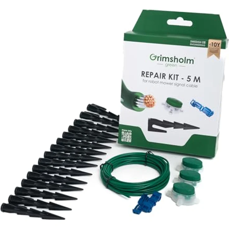 Grimsholm Green Reparatur-Set Begrenzungskabel, 5 m mit 15 Erdnägeln und Kabelverbindern für alle Mähroboter – Bild 3