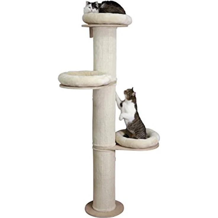 Kerbl Kratzbaum „Dolomit Tower“ für Katzen, 3x Liegefläche, 3x Sisalsäule zum Kratzen, inkl. Wandhalterung, 187 cm Höhe, Bis 10 kg, Beige – Bild 2