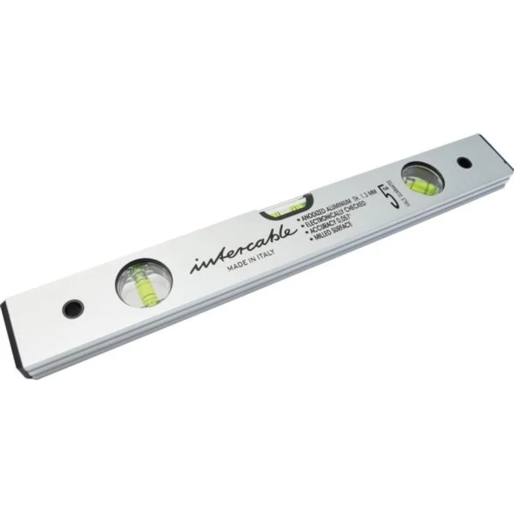 Intercable INTE Wasserwaage, leichte Aluminium-Wasserwaage (60 cm) mit Kunststoff-Endkappen zum Stoßschutz
