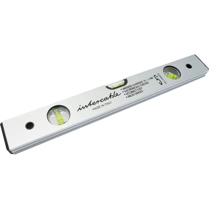 Intercable INTE Wasserwaage, leichte Aluminium-Wasserwaage (60 cm) mit Kunststoff-Endkappen zum Stoßschutz