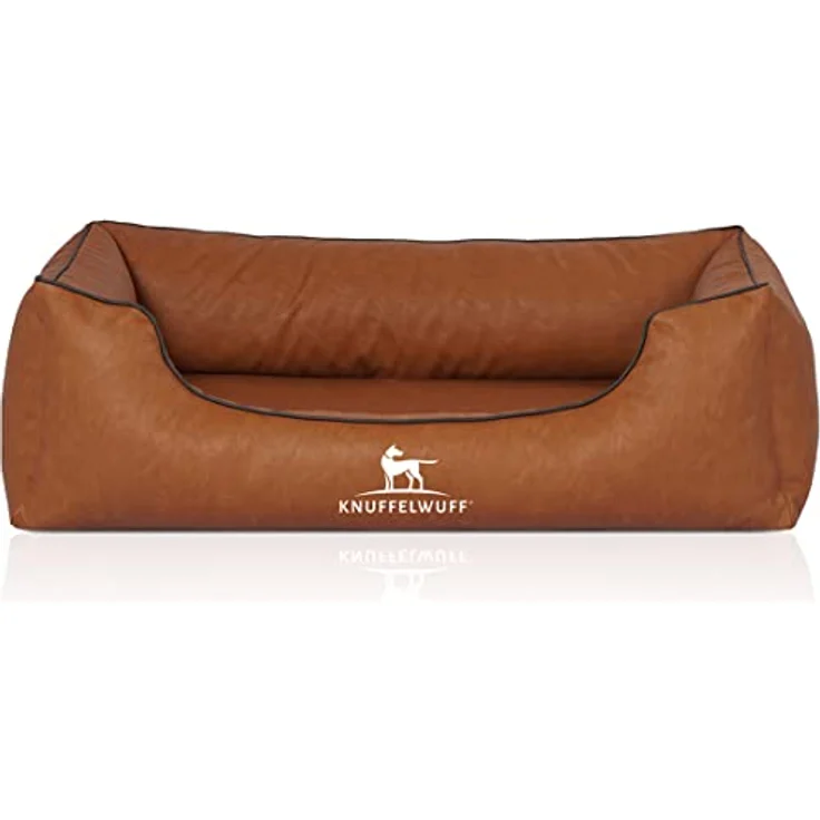 Knuffelwuff Hundebett Henderson aus marmoriertem Kunstleder M-L 85 x 63cm Rusty – Bild 2