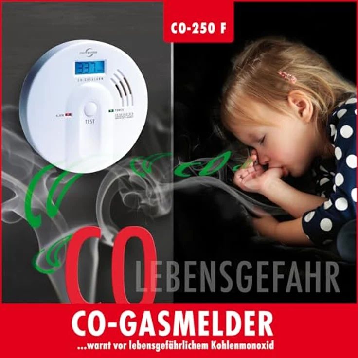 Protector CO-Gasmelder CO-250F mit LC-Display und Figaro-Sensor / Gasmelder / Warnmelder / Kohlenmonoxidmelder – Bild 2