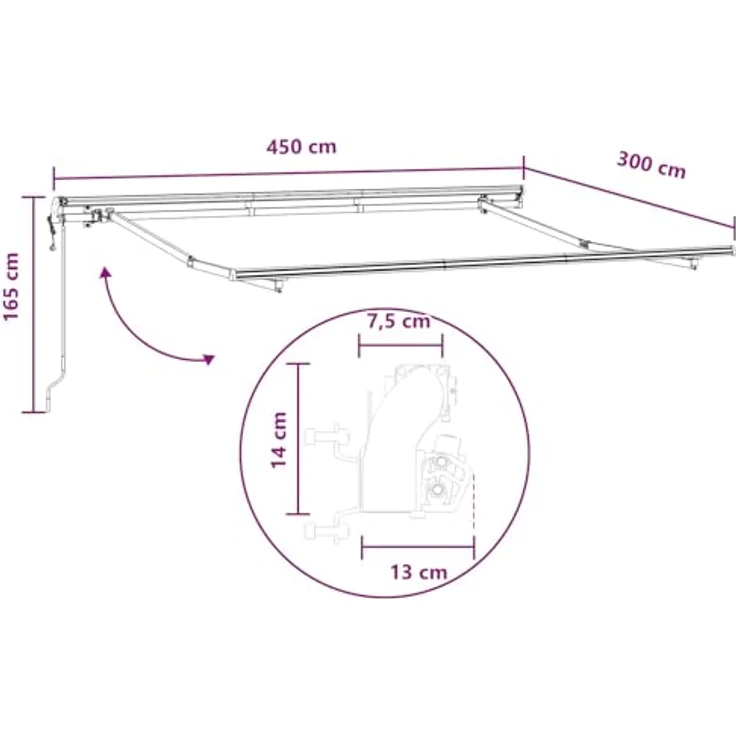vidaXL Ausziehbare Markise Taupe 450 x 300 cm, wetterfestes Stoff-Aluminium-Design mit Fernbedienung – Bild 3