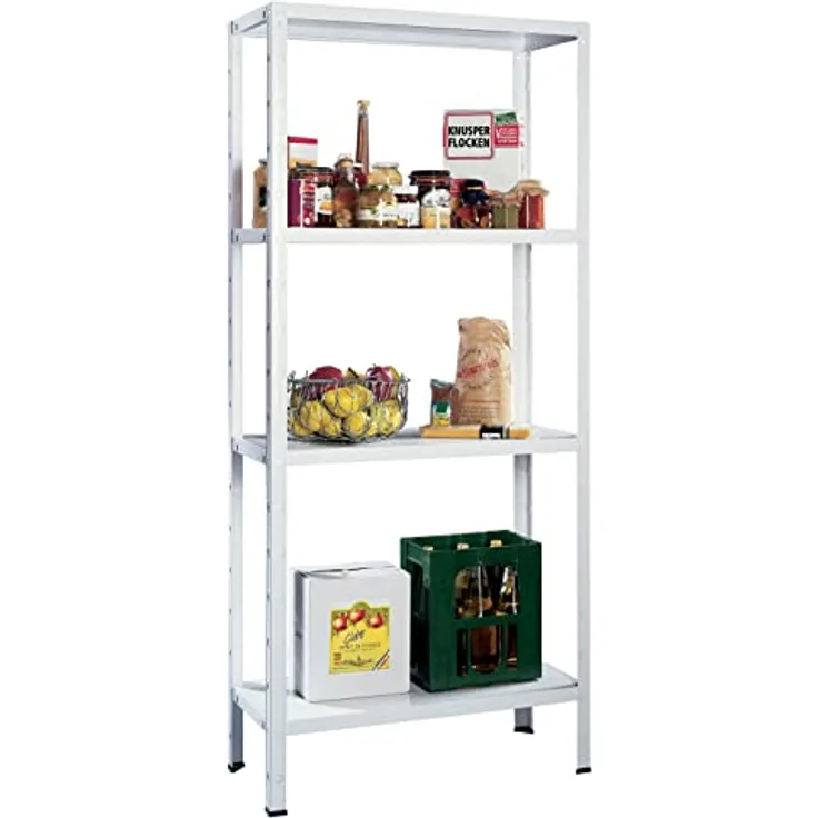 SCHULTE Regalwelt Steckregal mit 4 PowerMAX Fachböden, 60 kg Tragkraft, 180x60x40 cm (HxBxT), weiß, Lagerregal, Werkstattregal, Kellerregal, Garagenregal, Metallregal - Preisvergleich
