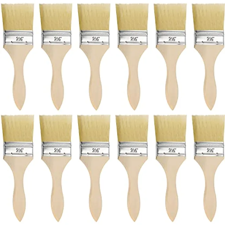 Kurtzy 12 STK Wiederverwendbares Pinsel Set - 6 cm Pinselkopf, Malerpinsel Größe 19,5cm - Lackpinsel für Lacke, Farben, Klebstoffe, Gesso & Beizen - Acryl Pinsel für Malerbedarf