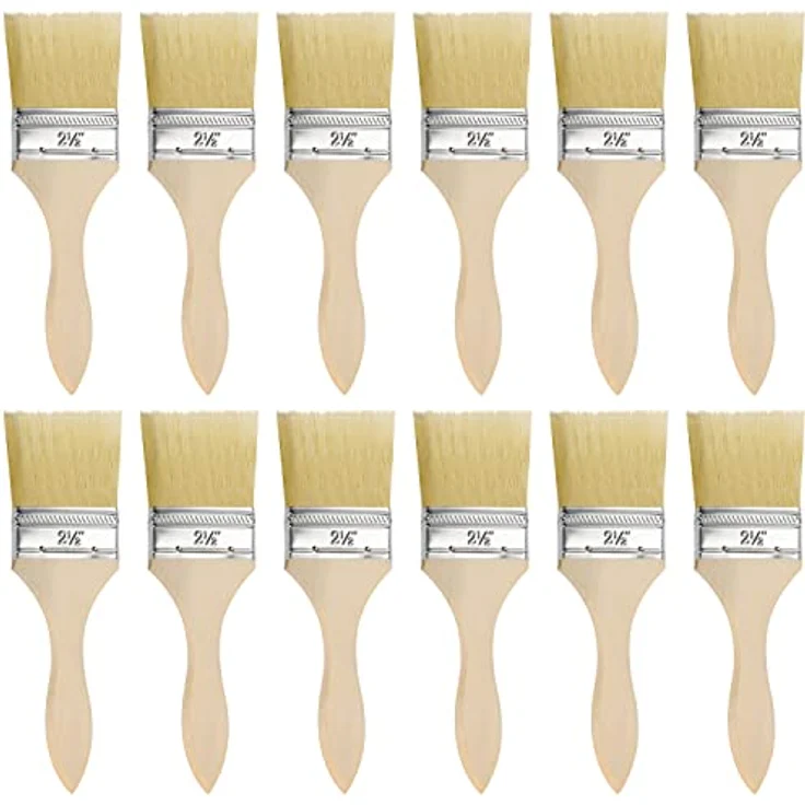 Kurtzy 12 STK Wiederverwendbares Pinsel Set - 6 cm Pinselkopf, Malerpinsel Größe 19,5cm - Lackpinsel für Lacke, Farben, Klebstoffe, Gesso & Beizen - Acryl Pinsel für Malerbedarf – Bild 1