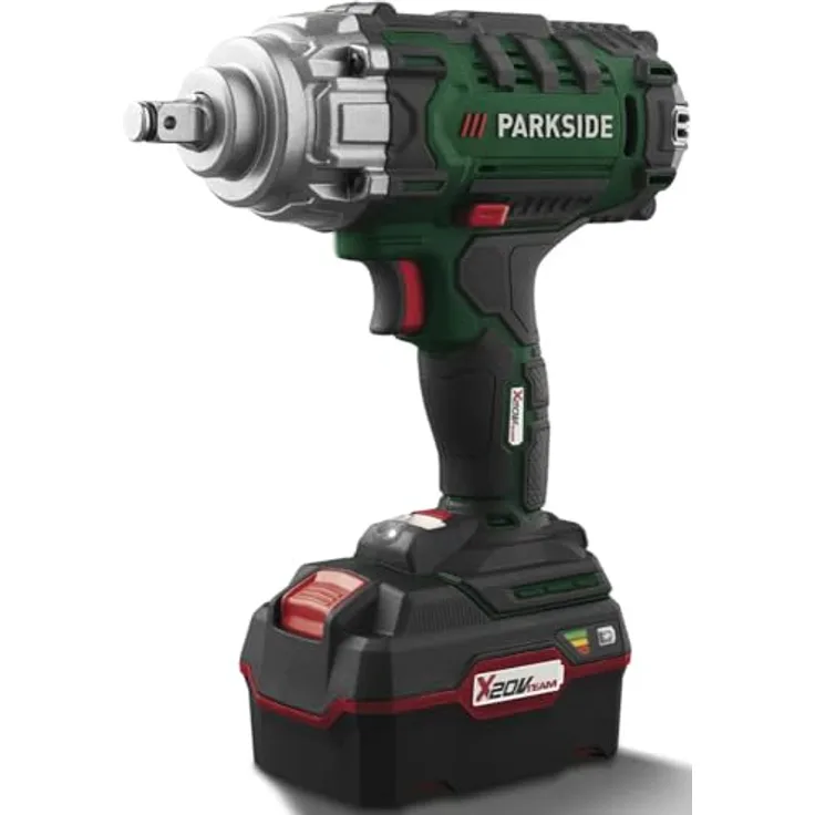 PARKSIDE® 20V Akku Kfz Auto ½" Schlagschrauber 400Nm PASSK 20-Li C2, mit Akku (4Ah), Akku-Wandhalter, Ladegerät (4,5A), Transportkoffer - PSIDE Drehschlagschrauber, grün