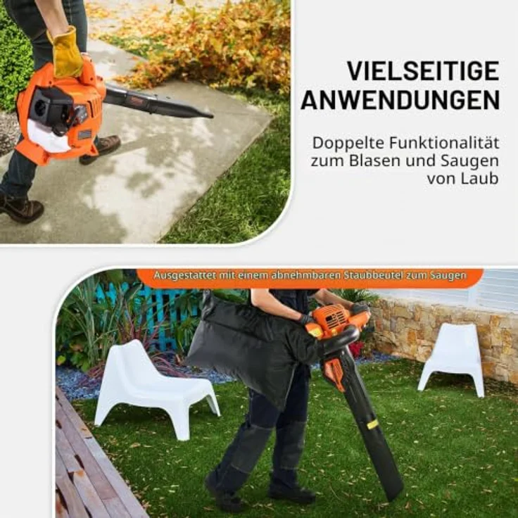 VEVOR Benzin-Laubbläser BL-260D, 26 CC 2-Takt-Hand-Laubbläser mit 425 CFM Luftvolumen und 156 MPH Geschwindigkeit, ideal für Rasenpflege und Laubreinigung – Bild 5