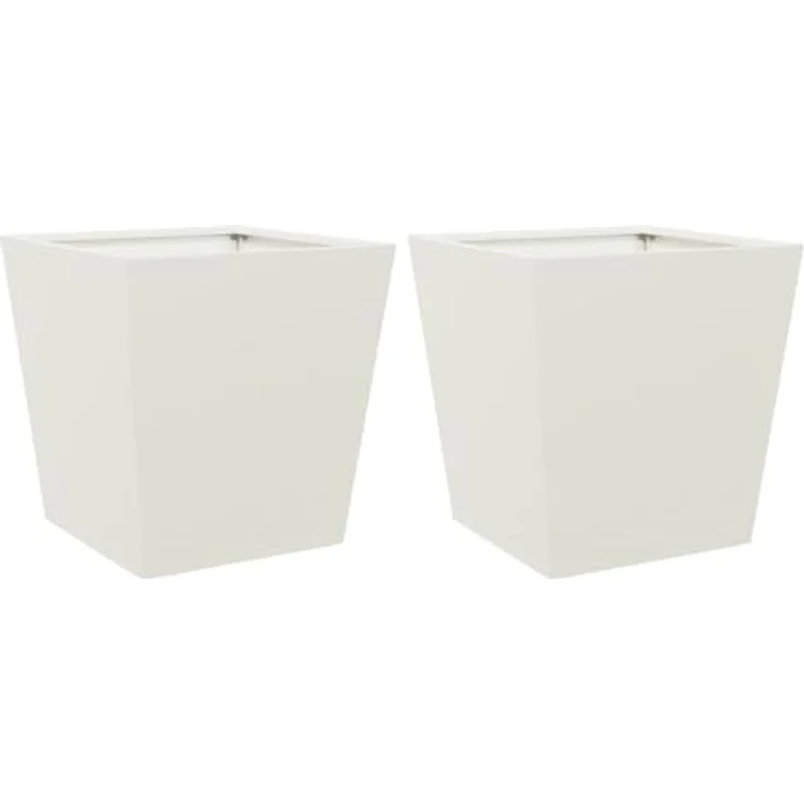 vidaXL Pflanzkübel 2 STK. Weiß 40x40x40 cm Stahl, rostbeständig und strapazierfähig – Bild 1