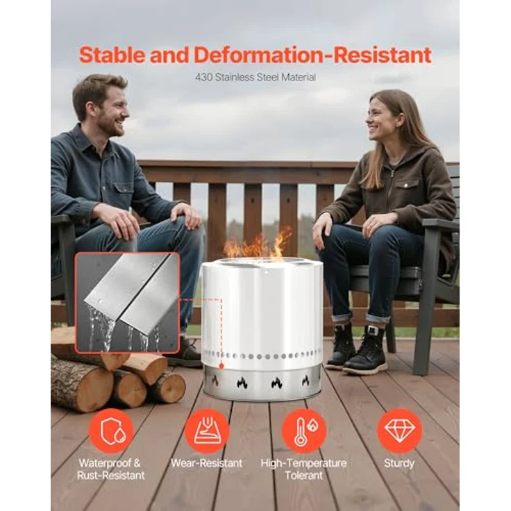 VEVOR Standfuß für Feuerschale φ408x99 mm, rostfreier Edelstahl, tragbarer Feuerstellen-Stützrahmen mit verbesserter Verbrennungseffizienz – Bild 3