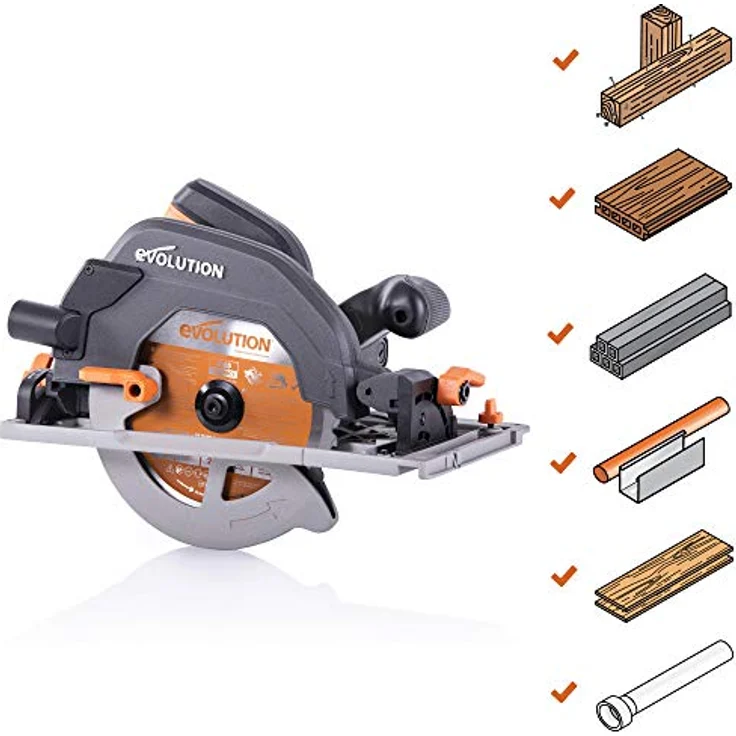 Evolution Power Tools R185CCSX Mehrzweck-Kreissäge kompatibel mit Führungsschienen (Kombi-Paket 1020 mm Schiene inbegriffen, 185 mm, 230 V) – Bild 3