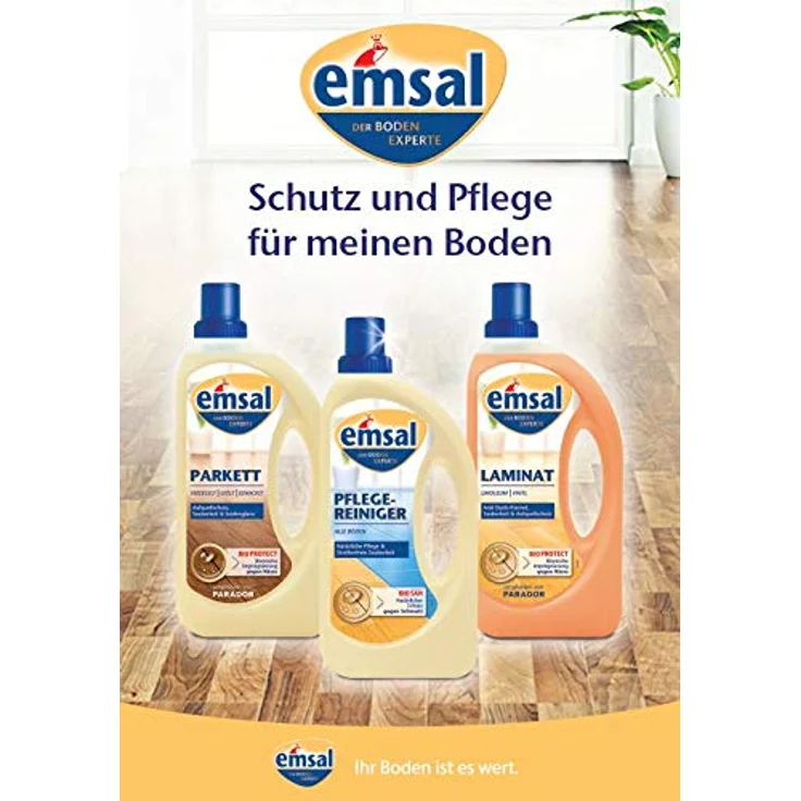 emsal LAMINAT Holzreiniger 1,0 l - Bionisch imprägnierte Bodenpflege mit BIOPROTECT-Formel und antistatischem Schutz – Bild 3