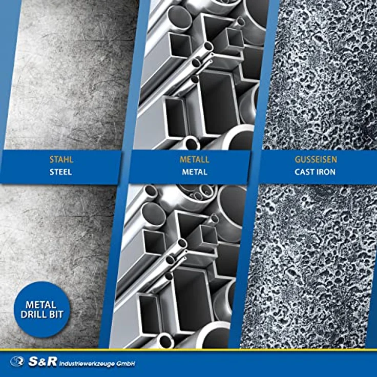 S&R Bohrer Metall HSS Stahl geschliffen Eisen 1-10 mm 118° Set 19-teilig GM Serie DIN 338 Metallbox Industriequalität – Bild 4