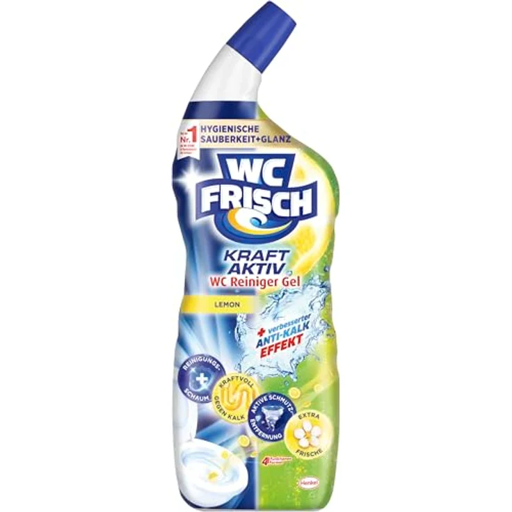 WC Frisch Kraft Aktiv WC-Reiniger Gel Lemon 750ml – Anti-Kalk-Formel, frischer Duft, recycelte Flasche, einfache WC-Rand-Anwendung – Bild 2
