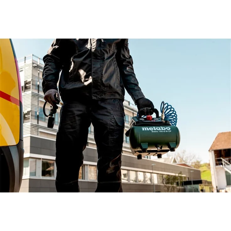 Metabo Kompressor Basic 160-6 W OF (Kessel 6 l, Max. Druck 8 bar, Ansaugleistung 160 l/min, Füllleistung 65 l/min, Max. Drehzahl 3500 /min, kompaktes Design) 601501000 – Bild 7