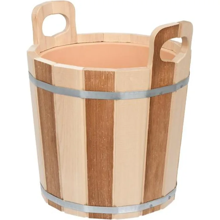 Sauna-Aufgusskübel 12 L aus Lindenholz mit Kunststoffeinsatz, Höhe 39 cm, Ø 34 cm