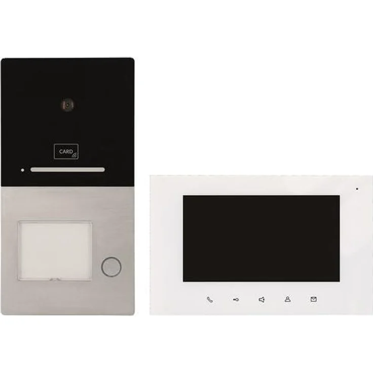 HHG Villa AP Set 1 RL Komplettset Video-Türsprechanlage Aluminium (gebürstet)  Weiß